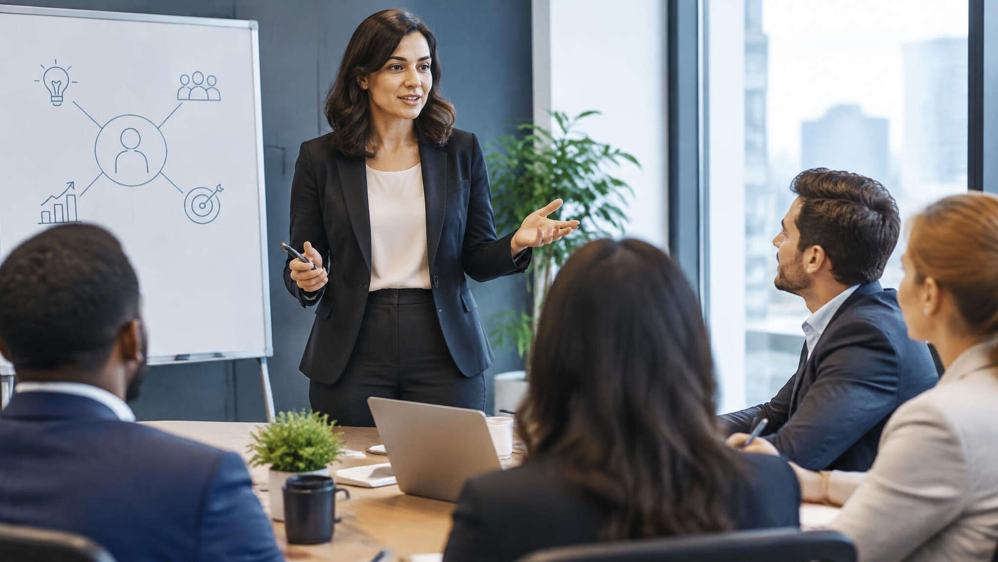 woman leading team meeting