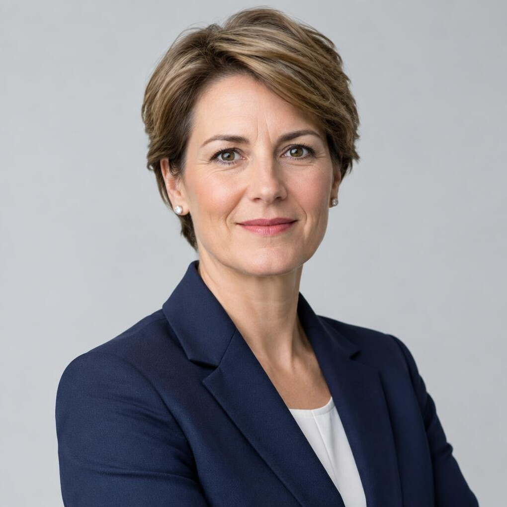 Studio portrait of a Swiss businesswoman in her 40s